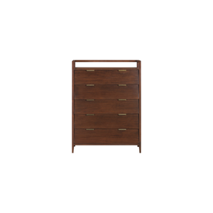 Commode haute en bois moderne avec 6 tiroirs, commode de rangement de style mid-century pour chambre à coucher, salon, meubles de maison - Product Image 1