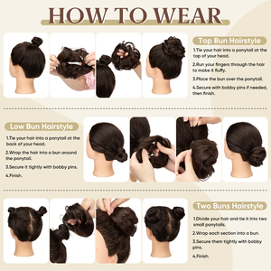 Chignon Sintetico All'ingrosso per Acconciature Disordinate, Elegante Chignon a Ciambella con Elastico per <span class=keywords><strong>Capelli</strong></span> da Donna - Product Image 6