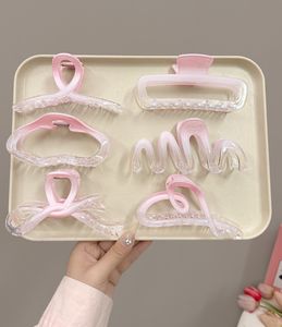 Diadema con pinza para el pelo grande QianJin para mujer, pinza de garra con degradado rosa, estilo femenino bonito, Compatible con pelo rizado fino y grueso - Product Image 1