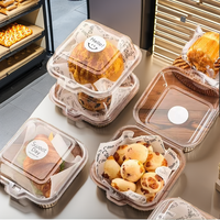 Boîtes d'emballage alimentaire carrées en PET recyclables pour la pâtisserie, jetables, de qualité alimentaire, type coquille