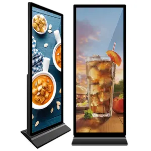 75" 4K Android Full screen floor standing digital signage kiosk with 3840x1440 LCD edge less display for shopping mall