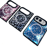 Étui de téléphone magnétique à imprimé léopard, coque arrière brillante, coque de protection antichoc, étui pliable pour iPhone 18 Duo