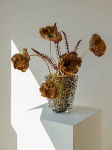 Rylava प्रकाश लक्जरी हस्तनिर्मित कला कॉफी रंग त्रिभुज प्राइसम कांटा डिजाइन ग्लास वेस - Product Image 5