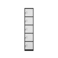 Casier en acier noir et blanc à cinq compartiments, armoire de rangement métallique pour personnel, idéal pour usine, dortoir et salle de sport