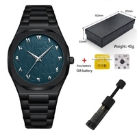 Montre à quartz pour homme, style international, boîtier en alliage, bracelet en acier inoxydable ultra-fin à motif marbré, étanche, cadran à aiguilles