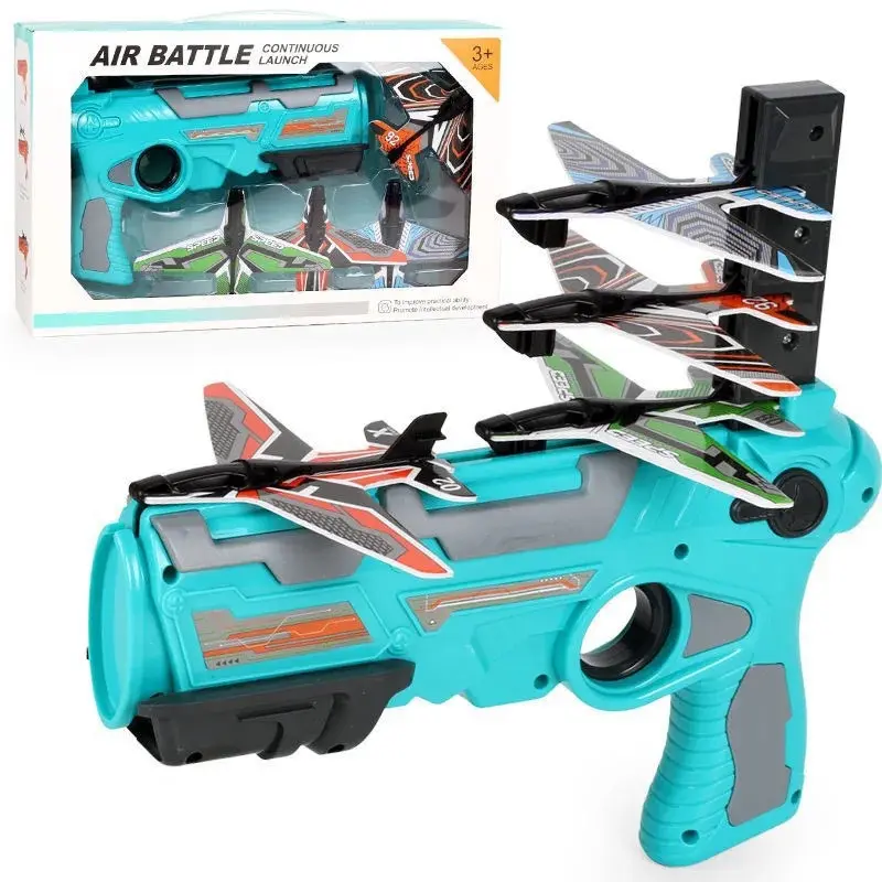 New Continuous Airplane Gun Toy Air Battle Toy Foam Airplane Gun Toy