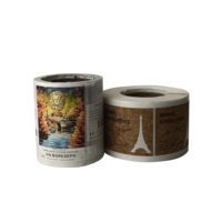 Étiquette d'estampage de feuille d'or de luxe Texture personnalisée papier autocollant bouteille de vin impression rouleau étiquette pot de bougie fruits
