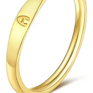 Anillos de oro con inicial para mujer, anillo con letras apilables lisas delicadas de 10K para chicas adolescentes, capa apilable de nudillos finos a la moda bonita