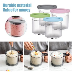 Ice Cream Storage Container 500ml With Spoon Easy To Clean Food Grade Plastic Dishwasher Safe - Product Image 3
