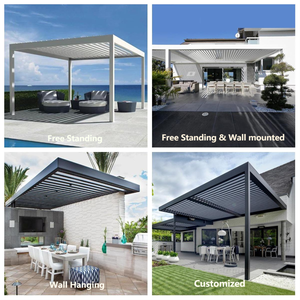 <span class=keywords><strong>Pergola</strong></span> de jardin Shinilion en <span class=keywords><strong>bambou</strong></span> et aluminium imperméable avec <span class=keywords><strong>toit</strong></span> à lames orientables, arche personnalisée avec cadre thermolaqué - Product Image 3