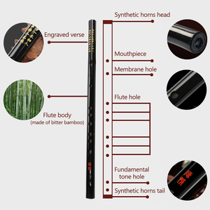 Flauta de Bambú <span class=keywords><strong>Dizi</strong></span> en Clave C, Instrumento Musical Tradicional Chino con Bolsa de Transporte para Principiantes y Amantes de la Música - Product Image 2