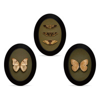 Décoration murale ovale vintage style bohème avec papillon en peuplier, ornement artistique chic et frais pour salon, chambre et bureau
