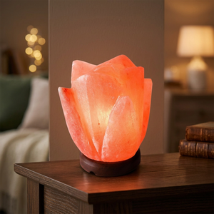 Lampe de sel de l'Himalaya en forme de tulipe, en matériau organique écologique, sculptée à la main, décoration d'intérieur, haute qualité, fabrication artisanale au Pakistan, rose, 3x3 - Product Image 2