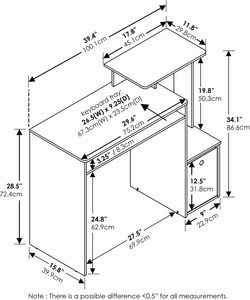 Escritorio de Computadora Moderno con Bandeja para Teclado, Estantería Lateral, Gabinete de Almacenamiento, Escritorio para Oficina en Casa, <span class=keywords><strong>Estudio</strong></span>, Escritorio para Escribir para Habitaciones Pequeñas - Product Image 6