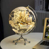 Globe décoratif transparent en plastique, style moderne minimaliste, avec lumière nocturne