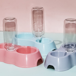 Distributeur automatique d'eau à double bol pour animaux de compagnie, forme arrondie avec compartiment pour nourriture et eau, pour chats et chiens - Product Image 3