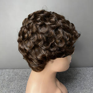 Peluca de Cabello Remy <span class=keywords><strong>Corto</strong></span> para Mujer, Estilo Elfo, Rubio Transparente, Resistente al Calor, Grado 12A, Calidad de Exportación - Product Image 6