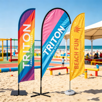 Drapeau de plage personnalisé en fibre de verre, imprimé par transfert thermique, imperméable et durable, type Blade Flag