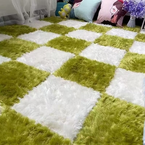 Tapis en laine en gros pour chambre à coucher, tapis à poils longs, tapis de chevet pour lit double, tapis mignon pour fille, lavable, design moderne - Product Image 1