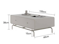 Table basse rectangulaire moderne en chêne écologique avec cadre en métal, style crème, rangement pour petit appartement, meubles de salon
