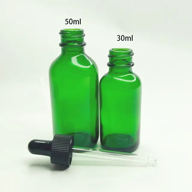 벌크 30ml 50ml 호박색 녹색 병 빈 눈 유리 스포이드 병 유리 피펫 에센셜 오일 유리 병