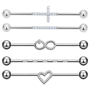 Joyería de <span class=keywords><strong>Piercing</strong></span> Corporal de Moda, Barra de Labret Triangular Desmontable de Titanio G23 ASTM F136, 14G, con Zirconia, para Oreja - Product Image 2
