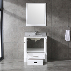 Meuble-lavabo carré moderne blanc en bois, autoportant, écologique, durable et résistant à l'eau, avec vasque en céramique pour salle de bain - Product Image 2