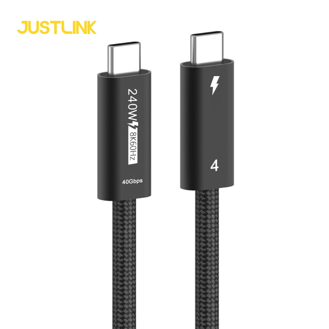 Thunderbolt 4 USB C Cable 40Gbps 240W PD3.1 8K 60Hz Video Data Transfer Nylon Braided Cord for Laptop Monitor Docking Station