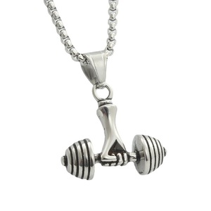 <b>Titanium</b> Steel Dumbbell Pendant Men's Retro Themed Charm Fitness Jewelry Everyday Wear - Product Image 5