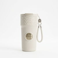 Tasse de bureau isotherme à double paroi en acier inoxydable écologique réutilisable avec paille rabattable pour café et eau