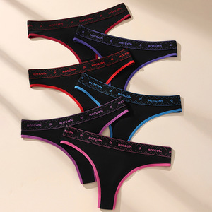 Ropa interior <span class=keywords><strong>de</strong></span> algodón <span class=keywords><strong>de</strong></span> tiro bajo sin costuras para mujer europea americana, calzoncillos finos para todos los días, Bikini, cintura tejida sólida para deportes - Product Image 4