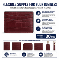 Cartera Tarjetero de Cuero con Textura de Cocodrilo Borgoña para Hombre, Ideal para Viajes de Negocios, con Bolsillo Delgado y Costuras Finas
