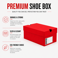 Boîte à chaussures rouge de luxe avec couvercle et base, logo personnalisé, boîte d'emballage rigide en carton pour baskets et talons, boîte de rangement pour chaussures