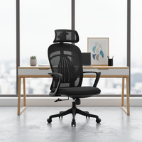 Chaise de bureau ergonomique moderne pivotante en maille avec appui-tête réglable, chaise de luxe en plastique et nylon pour personnel, vente en gros de mobilier