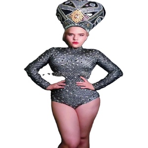 Disfraz <span class=keywords><strong>de</strong></span> Bar gogo para mujer, traje sexy para cantante, club nocturno, fiesta <span class=keywords><strong>de</strong></span> gran altura, Diamante caliente atmosférica, todo en uno + tocado - Product Image 1