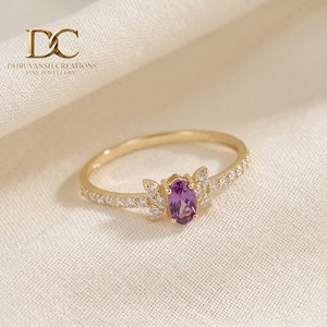Bague de fiançailles en or jaune massif 14 carats certifiée IGI pour femme, avec diamant de laboratoire et Alexandrite, style papillon, vente en gros - Product Image 4
