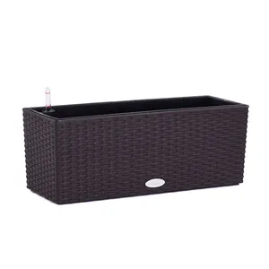 Elegante maceta de plástico de ratán de polipropileno de <span class=keywords><strong>alta</strong></span> calidad, maceta decorativa <span class=keywords><strong>Rectangular</strong></span> de riego automático para barandilla, balcón - Product Image 1