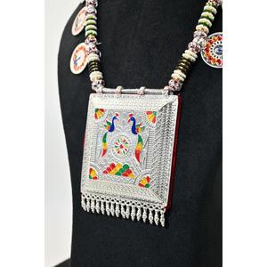 Ethnic 925 <b>Silver</b> Plaster Hamel Necklace With Crystal Rhinestone Chain Animal Pattern Pendant Women's Religious Ceremony Jewelry - Product Image 5
