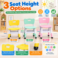 Chaise portable réglable en hauteur pour enfants, idéale pour la maternelle, la garderie, 3 positions de hauteur, dossier ergonomique, pieds antidérapants