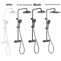 Ensemble de douche mural trois fonctions en cuivre brossé, style moderne et minimaliste, élégant et blanc, pour la maison