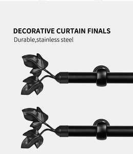 KYOK Antique Bronze <b>Curtain</b> Poles <b>with</b> Leaf Finials Traditional Design 0.75-0.99 Inch Diameter - Product Image 4