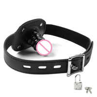 Mordaza de bola de boca abierta con cinturón bloqueable Consolador realista de silicona Fetish Bondage Pene Boca Plug