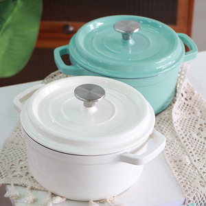Vente en gros d'usine, petite casserole en fonte émaillée de 20 cm, antiadhésive, style chinois, épaissie, pour ragoût, soupe, ustensiles de cuisine, dropshipping - Product Image 1