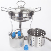 Réchaud à alcool en acier inoxydable épaissi et éclaircissant pour la cuisson en plein air, pique-nique, cuisson de fondue chinoise (shabu-shabu)