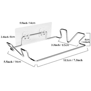 Contenedores de basura para colgar adhesivos de pared con base de pegatina de pared, soporte de bolsa de basura de acero inoxidable para cocina, colgador de bolsa debajo del fregadero - Product Image 2