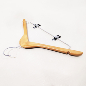 Flat Thin Notched Silver Hook Durable Anit Slip Solid Lotus Wood Clothes For Eco Boutique Thin Wooden <b>Hangers</b> - Product Image 5