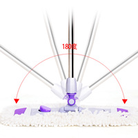 Serpillère plate à sec avec tête de serpillère remplaçable, rotation à 180 degrés, manche télescopique, nettoyage des sols en microfibre pour la maison