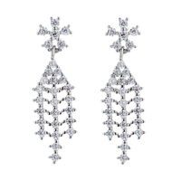 Joyería S925 plata esterlina circón nieve Stud pendientes temperamento borla pendientes Micro - Set orejas de diamante
