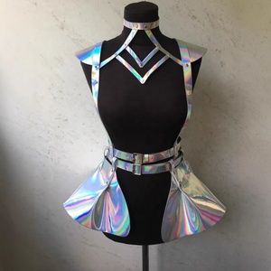 1 pièce Harnais de corps en PU pour femme, ceinture de mode, harnais d'épaule holographique pour festival, rave et cosplay, accessoire corporel - Product Image 3