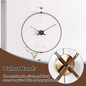 Horloge murale d'art moderne pour la maison, silencieuse, à quartz, avec aiguilles en noyer, style espagnol de luxe, vente directe d'usine pour le salon - Product Image 3